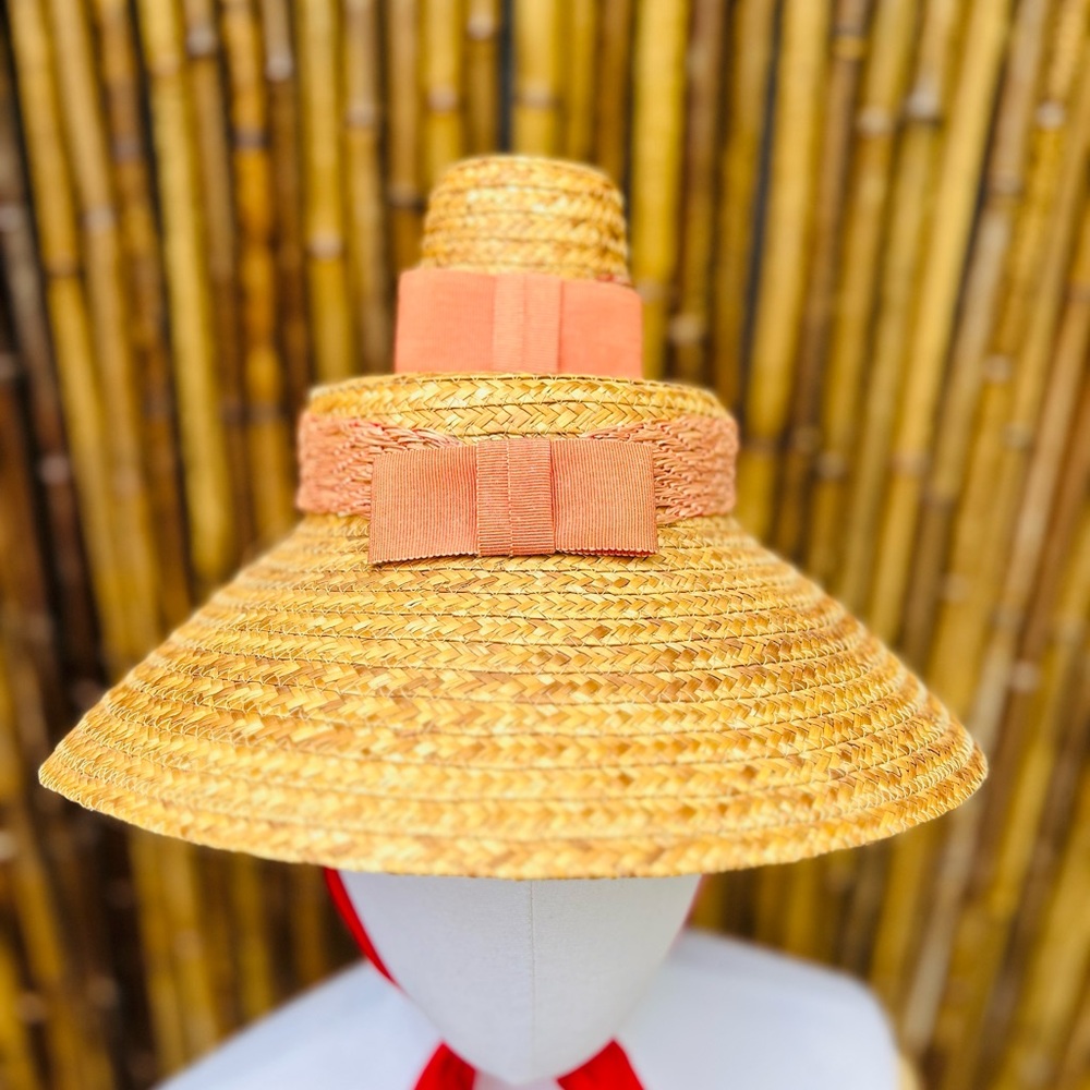 1960s Tiki Straw Hat Vintage pinup Polynesian vacation hat - Picture 9 of 9